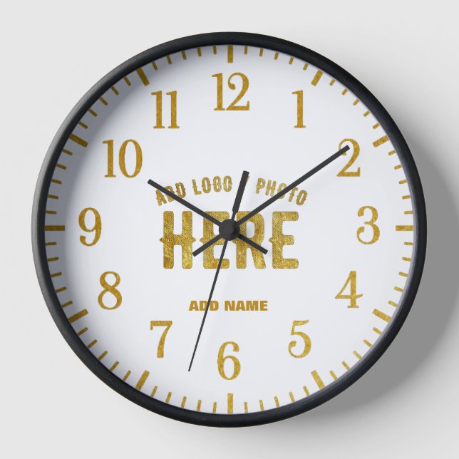 STYLISH MODERN CUSTOMIZABLE WHITE VERIFIED BRANDED CLOCK (Front)