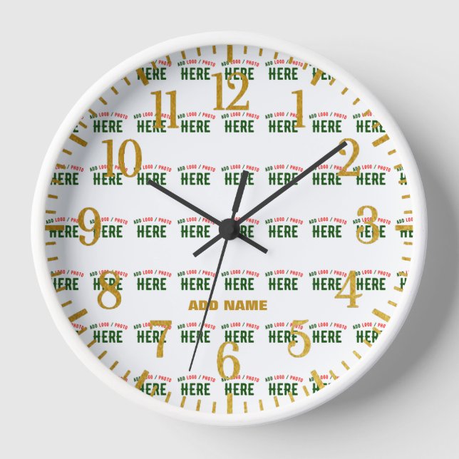 STYLISH MODERN CUSTOMIZABLE WHITE VERIFIED BRANDED CLOCK (Front)