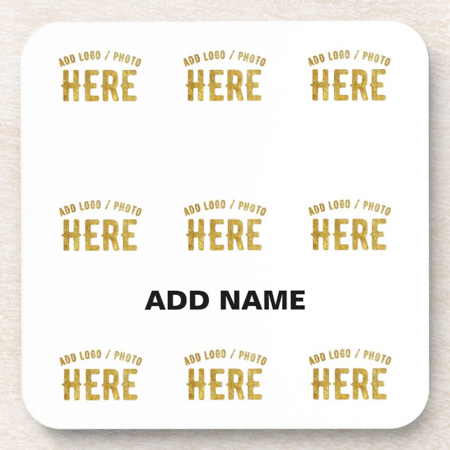 STYLISH MODERN CUSTOMIZABLE WHITE VERIFIED BRANDED COASTER (Front)