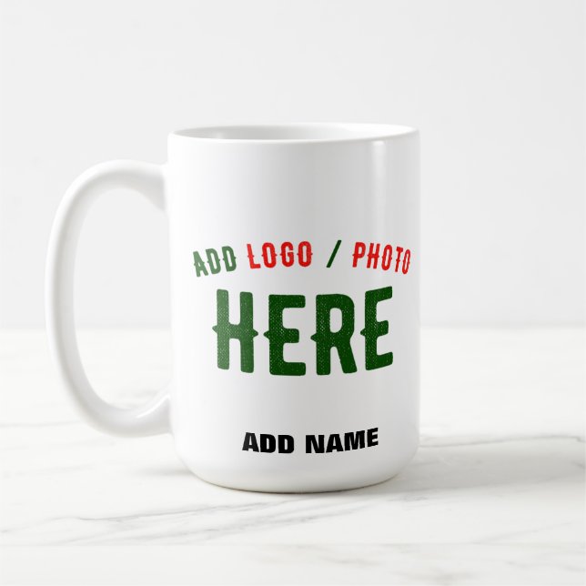 STYLISH MODERN CUSTOMIZABLE WHITE VERIFIED BRANDED COFFEE MUG (Left)