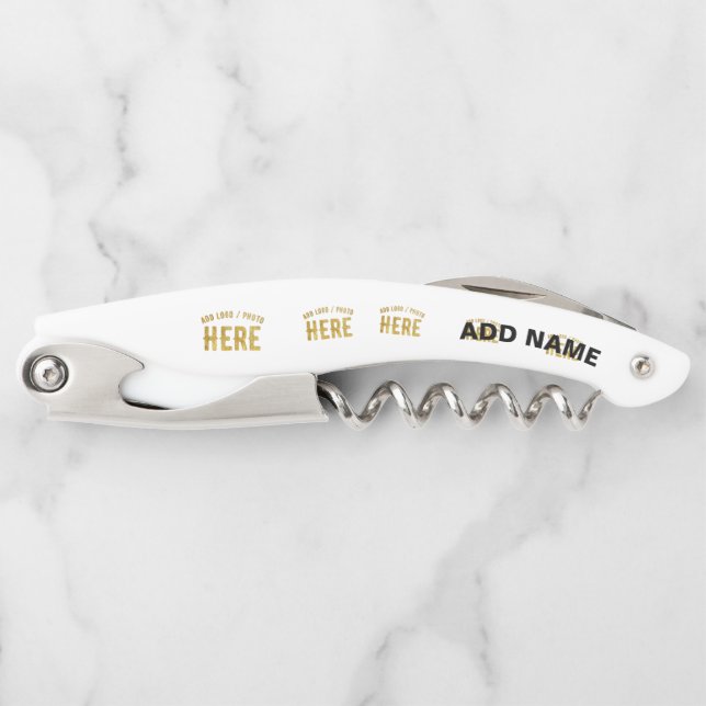 STYLISH MODERN CUSTOMIZABLE WHITE VERIFIED BRANDED CORKSCREW (Front)