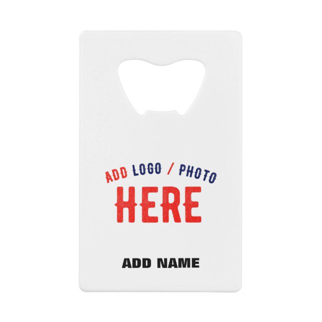 STYLISH MODERN CUSTOMIZABLE WHITE VERIFIED BRANDED CREDIT CARD BOTTLE OPENER (Front)