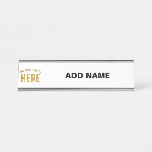 STYLISH MODERN CUSTOMIZABLE WHITE VERIFIED BRANDED DESK NAME PLATE (Front)
