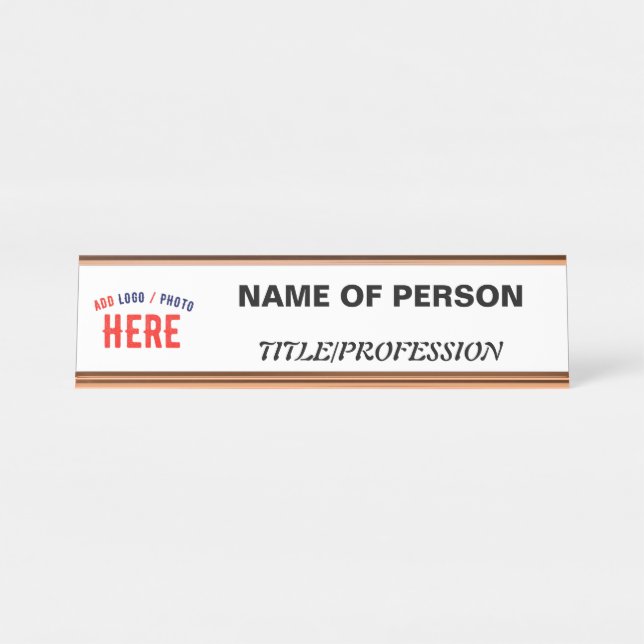 STYLISH MODERN CUSTOMIZABLE WHITE VERIFIED BRANDED DESK NAME PLATE (Front)