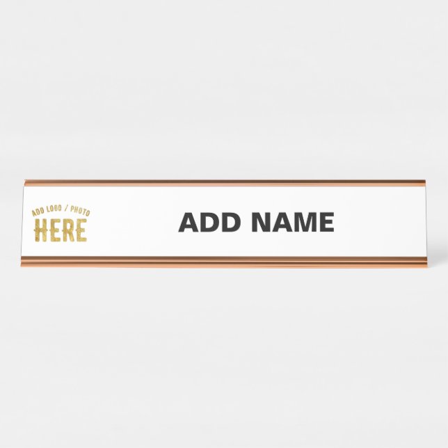 STYLISH MODERN CUSTOMIZABLE WHITE VERIFIED BRANDED DESK NAME PLATE (Front)