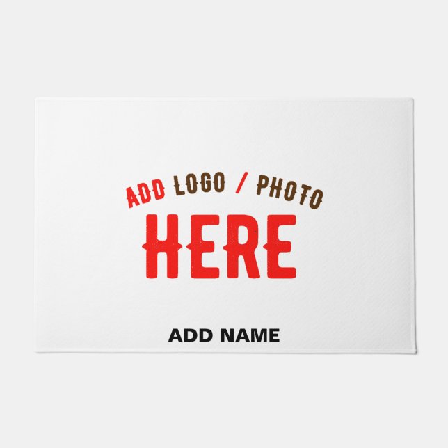 STYLISH MODERN CUSTOMIZABLE WHITE VERIFIED BRANDED DOORMAT (Front)