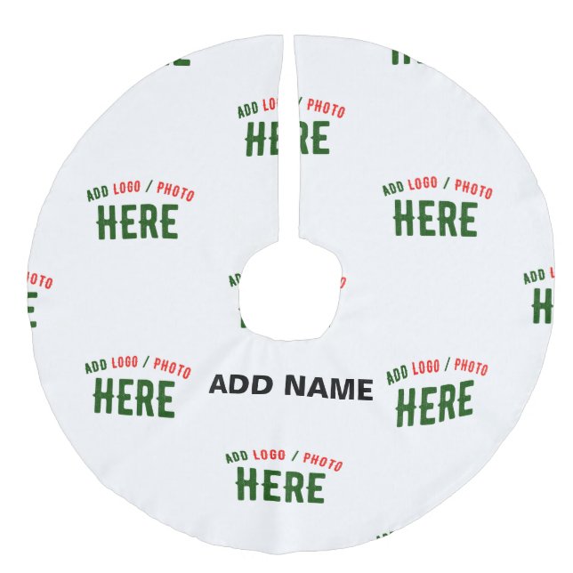 STYLISH MODERN CUSTOMIZABLE WHITE VERIFIED BRANDED FAUX LINEN TREE SKIRT (Front)