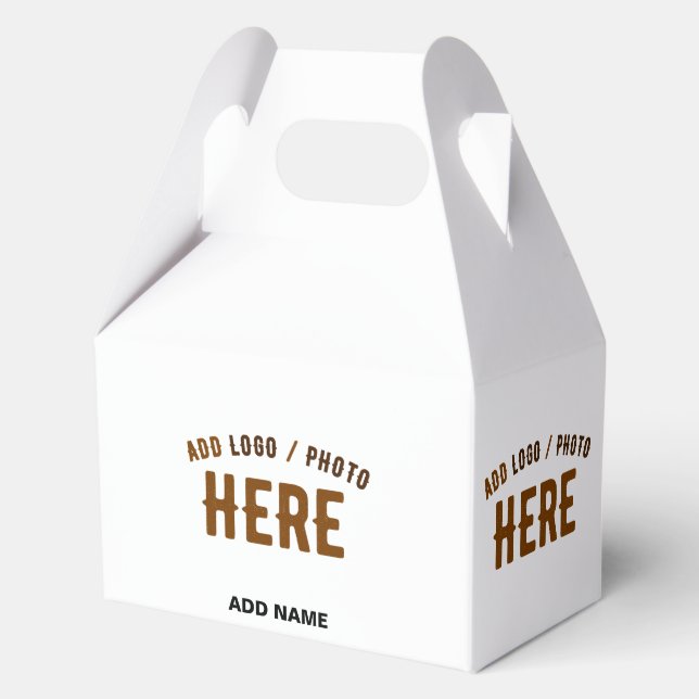 STYLISH MODERN CUSTOMIZABLE WHITE VERIFIED BRANDED FAVOR BOX (Front)