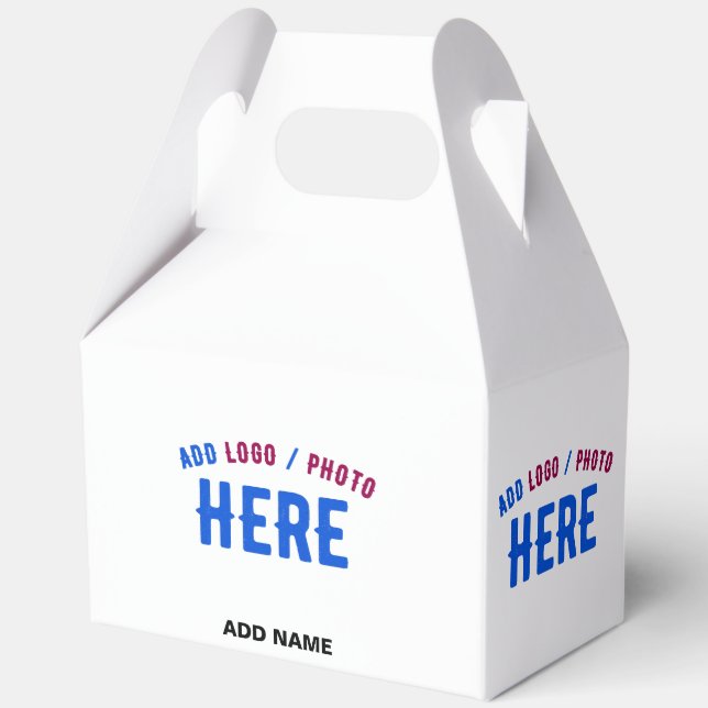 STYLISH MODERN CUSTOMIZABLE WHITE VERIFIED BRANDED FAVOR BOX (Front)