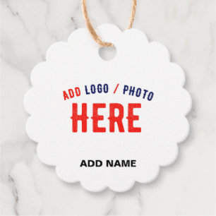 STYLISH MODERN CUSTOMIZABLE WHITE VERIFIED BRANDED FAVOUR TAGS