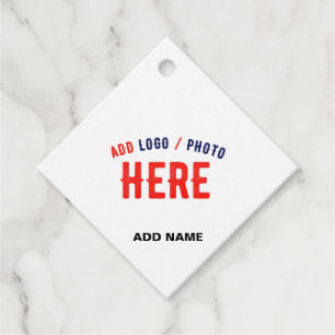 STYLISH MODERN CUSTOMIZABLE WHITE VERIFIED BRANDED FAVOUR TAGS