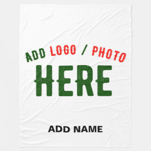 STYLISH MODERN CUSTOMIZABLE WHITE VERIFIED BRANDED FLEECE BLANKET