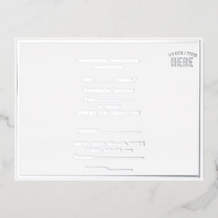 STYLISH MODERN CUSTOMIZABLE WHITE VERIFIED BRANDED FOIL INVITATION POSTCARD