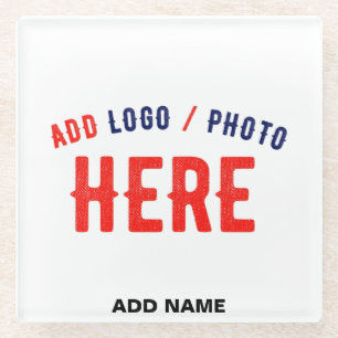 STYLISH MODERN CUSTOMIZABLE WHITE VERIFIED BRANDED GLASS COASTER