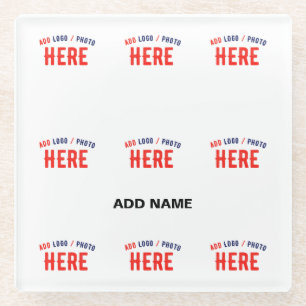 STYLISH MODERN CUSTOMIZABLE WHITE VERIFIED BRANDED GLASS COASTER