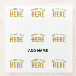 STYLISH MODERN CUSTOMIZABLE WHITE VERIFIED BRANDED GLASS COASTER