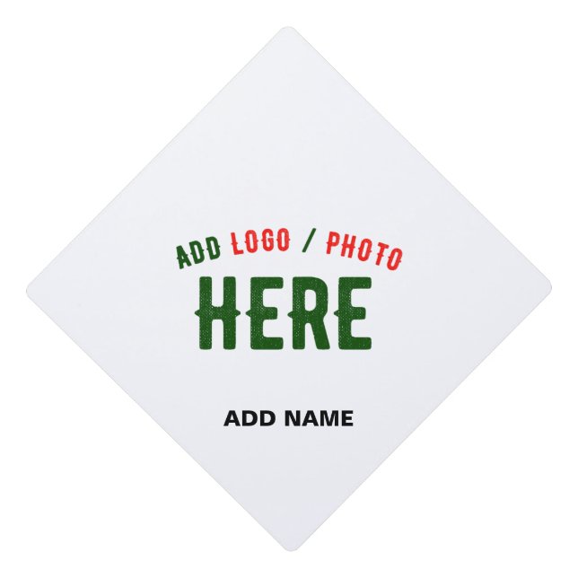 STYLISH MODERN CUSTOMIZABLE WHITE VERIFIED BRANDED GRADUATION CAP TOPPER (Front)