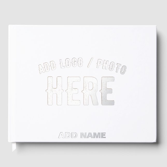 STYLISH MODERN CUSTOMIZABLE WHITE VERIFIED BRANDED GUEST BOOK (Front)