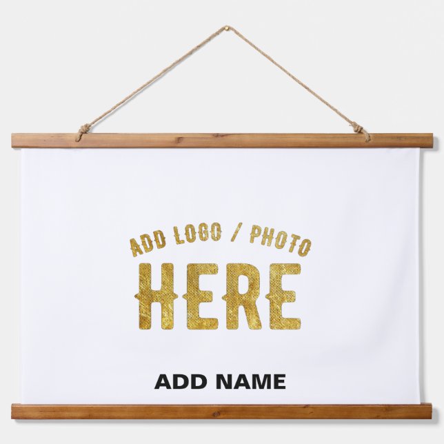 STYLISH MODERN CUSTOMIZABLE WHITE VERIFIED BRANDED HANGING TAPESTRY (Front)