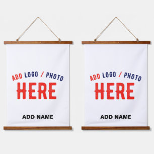 STYLISH MODERN CUSTOMIZABLE WHITE VERIFIED BRANDED HANGING TAPESTRY