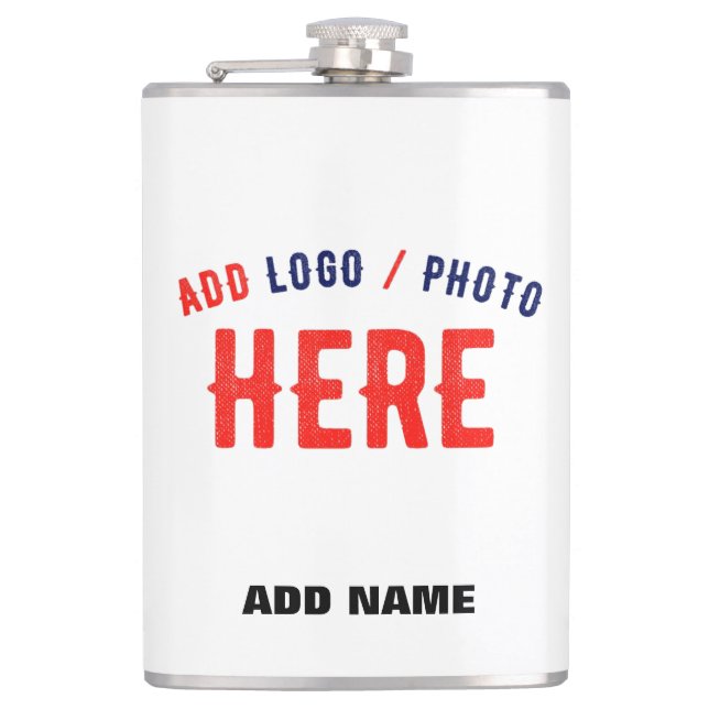 STYLISH MODERN CUSTOMIZABLE WHITE VERIFIED BRANDED HIP FLASK (Front)
