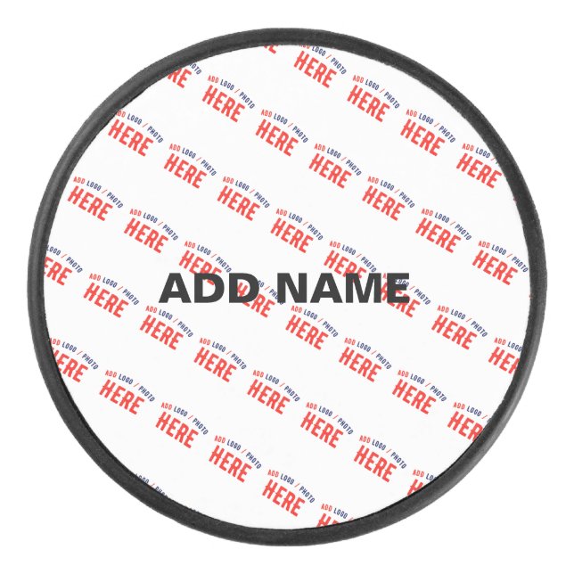 STYLISH MODERN CUSTOMIZABLE WHITE VERIFIED BRANDED HOCKEY PUCK (Front)