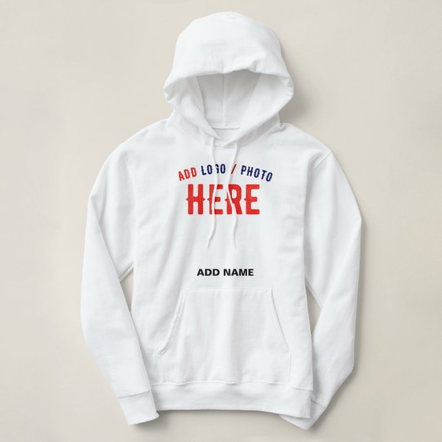 STYLISH MODERN CUSTOMIZABLE WHITE VERIFIED BRANDED HOODIE (Design Front)
