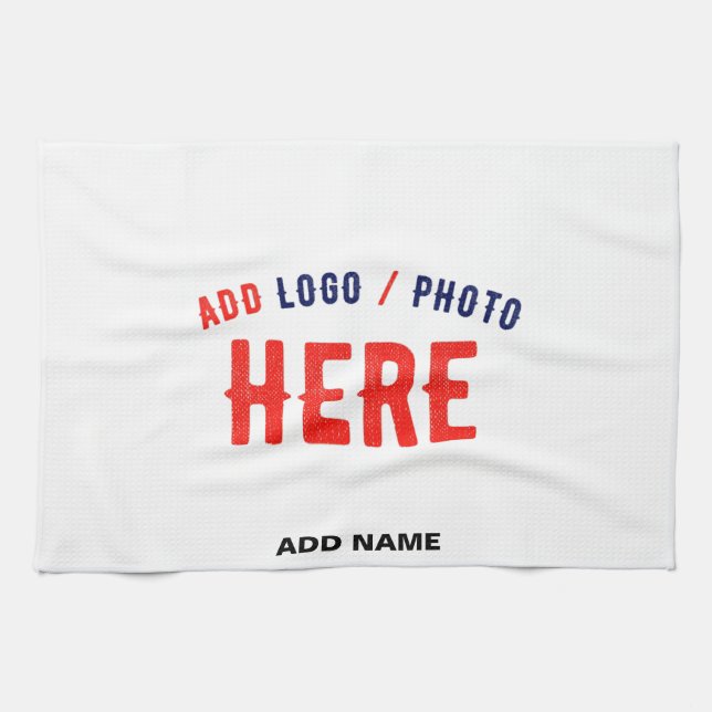 STYLISH MODERN CUSTOMIZABLE WHITE VERIFIED BRANDED KITCHEN TOWEL (Horizontal)