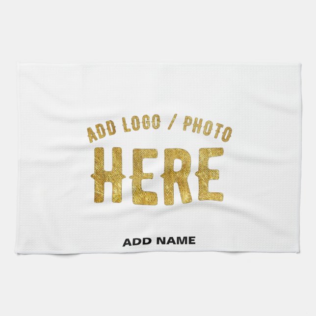 STYLISH MODERN CUSTOMIZABLE WHITE VERIFIED BRANDED KITCHEN TOWEL (Horizontal)