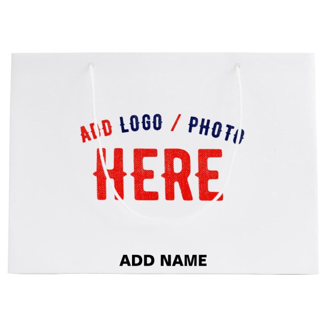 STYLISH MODERN CUSTOMIZABLE WHITE VERIFIED BRANDED LARGE GIFT BAG (Front)