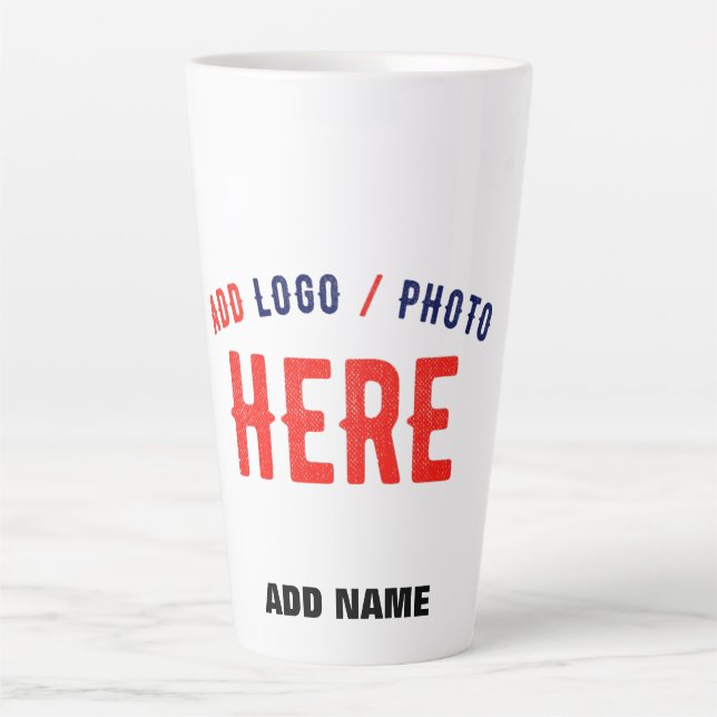 STYLISH MODERN CUSTOMIZABLE WHITE VERIFIED BRANDED LATTE MUG (Front)