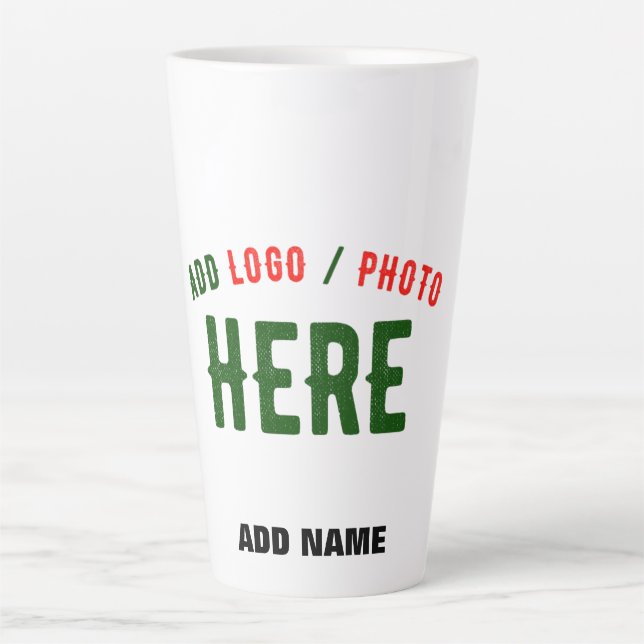STYLISH MODERN CUSTOMIZABLE WHITE VERIFIED BRANDED LATTE MUG (Front)