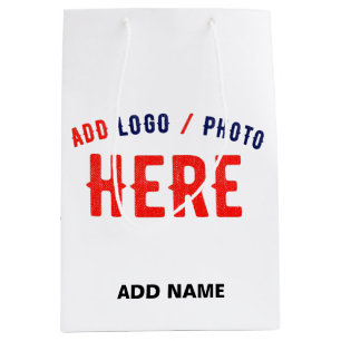 STYLISH MODERN CUSTOMIZABLE WHITE VERIFIED BRANDED MEDIUM GIFT BAG