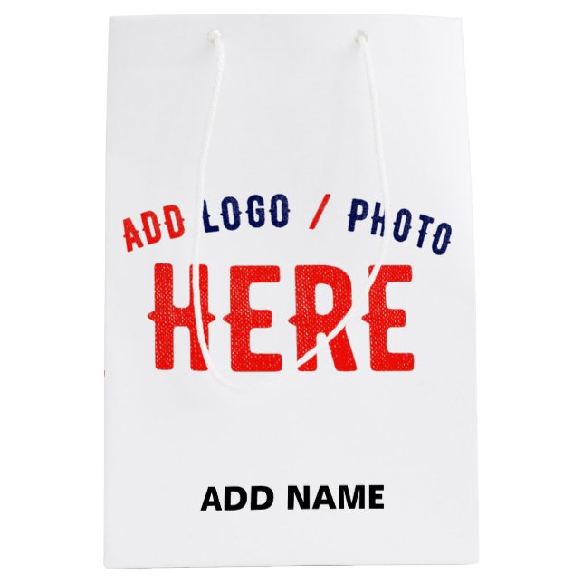 STYLISH MODERN CUSTOMIZABLE WHITE VERIFIED BRANDED MEDIUM GIFT BAG (Front)