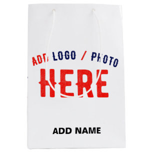 STYLISH MODERN CUSTOMIZABLE WHITE VERIFIED BRANDED MEDIUM GIFT BAG