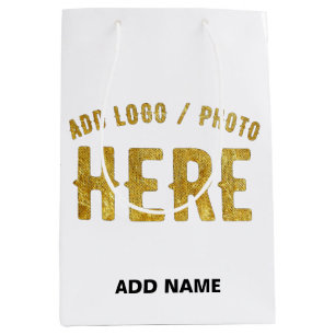 STYLISH MODERN CUSTOMIZABLE WHITE VERIFIED BRANDED MEDIUM GIFT BAG