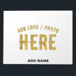 STYLISH MODERN CUSTOMIZABLE WHITE VERIFIED BRANDED NOTEPAD<br><div class="desc">THIS IS A DESIGN FITTING FOR EVERYONE.YOU CAN CHANGE, RESIZE OR ADD LOGO, PHOTO, TEXT AND COLOURS THE WAY YOU LIKE.THANK YOU.</div>