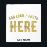 STYLISH MODERN CUSTOMIZABLE WHITE VERIFIED BRANDED NOTEPAD<br><div class="desc">THIS IS A DESIGN FITTING FOR EVERYONE.YOU CAN CHANGE, RESIZE OR ADD LOGO, PHOTO, TEXT AND COLOURS THE WAY YOU LIKE.THANK YOU.</div>