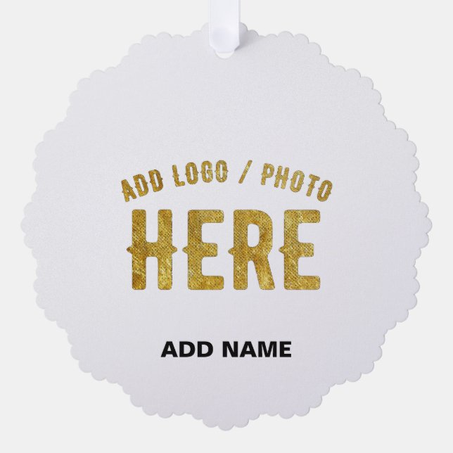 STYLISH MODERN CUSTOMIZABLE WHITE VERIFIED BRANDED ORNAMENT CARD (Front)
