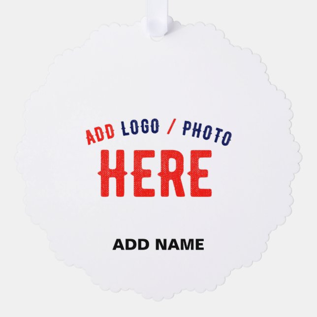 STYLISH MODERN CUSTOMIZABLE WHITE VERIFIED BRANDED ORNAMENT CARD (Front)