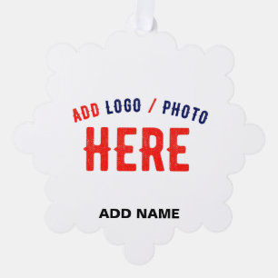 STYLISH MODERN CUSTOMIZABLE WHITE VERIFIED BRANDED ORNAMENT CARD