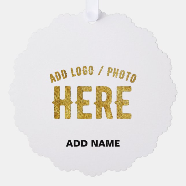 STYLISH MODERN CUSTOMIZABLE WHITE VERIFIED BRANDED ORNAMENT CARD (Front)
