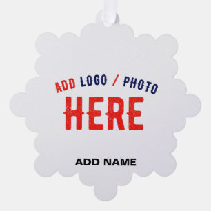 STYLISH MODERN CUSTOMIZABLE WHITE VERIFIED BRANDED ORNAMENT CARD