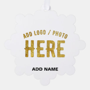 STYLISH MODERN CUSTOMIZABLE WHITE VERIFIED BRANDED ORNAMENT CARD