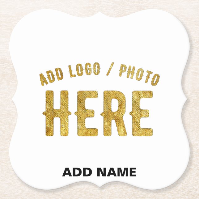 STYLISH MODERN CUSTOMIZABLE WHITE VERIFIED BRANDED PAPER COASTER (Front)