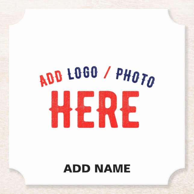 STYLISH MODERN CUSTOMIZABLE WHITE VERIFIED BRANDED PAPER COASTER (Front)