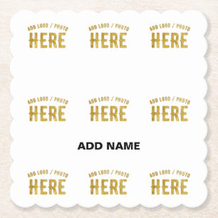 STYLISH MODERN CUSTOMIZABLE WHITE VERIFIED BRANDED PAPER COASTER