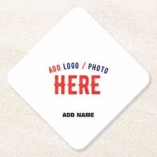 STYLISH MODERN CUSTOMIZABLE WHITE VERIFIED BRANDED PAPER COASTER