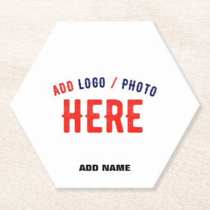 STYLISH MODERN CUSTOMIZABLE WHITE VERIFIED BRANDED PAPER COASTER