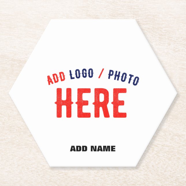 STYLISH MODERN CUSTOMIZABLE WHITE VERIFIED BRANDED PAPER COASTER (Front)